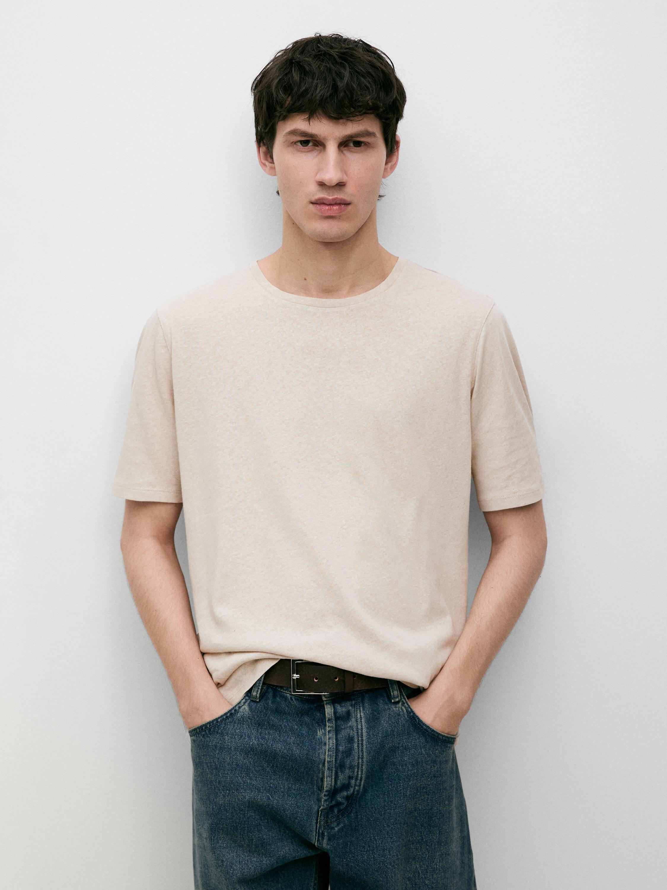 Short sleeve linen and cotton T-shirt